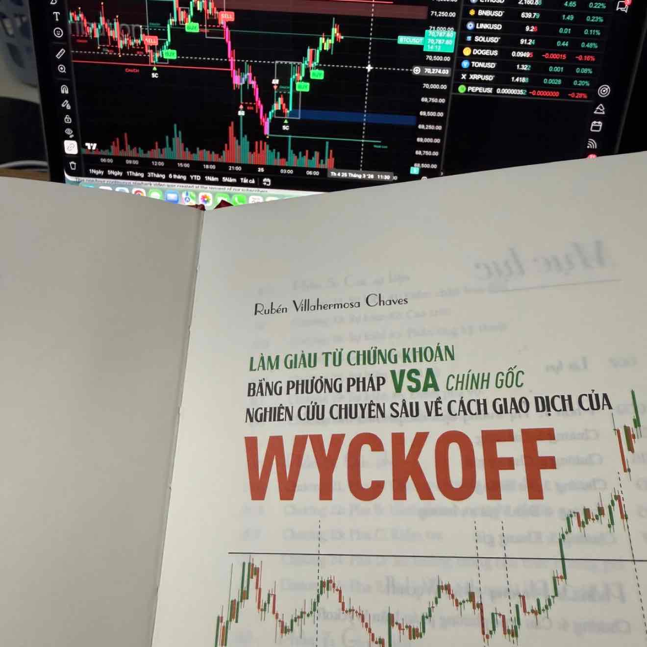 ☕️ Scalping - $BTC  - H1 on April 10th
Technical analysis from Wyckoff + SMC perspective on $BTC  H1 chart - 4 basic factors:
🔍 1. Current trend (Trend)
- Previously had a strong markup phase from 67k → 72k
- Currently: price is sideways at the top
- Short-term trend: Still bullish, but slowing down (consolidation)
👉 Conclusion: Uptrend but accumulating at high levels
🧩 2. Price structure (Market Structure)
On the chart: full sequence: Accumulation → BOS → impulsive move
Current zone: Presence of BC (Buying Climax) + ST
Followed by: AR → ST → sideways range
👉 Current structure: Re-accumulation (re-accumulation) at the top, no signs of major structure break (not breaking HL)
💸 3. Money flow behavior (Smart Money Flow)
- Volume spikes during push phase → confirms smart money pushing the price (SOS)
- Then: volume gradually decreases during sideways → signs of supply exhaustion (absorption)
- Notable zone: 70.8k – 71.2k: demand / OB --> Above 72k: liquidity pool (equal highs / weak high)
👉 Insight: Sharks tend to keep the price high to absorb supply, possibly preparing for a breakout
🎯 4. Trading strategy insights (reference):
🔵 Main scenario: Buy on re-accumulation
- Entry: 70.8k - 71.2k zone
- Conditions: Signs of holding price / spring / sweep
- Target: 72.5k → 73k+
👉 This is a trend-following trade with good risk-reward
🟡 Breakout scenario
If price: Breaks strongly above 72.5k
Possible:
Retest → Continue buying on SMC
🔴 Bad scenario
- If breaks below 70.5k → breaks HL structure → potential shift to distribution
👉 Then: - Price may return to the demand zone below at 68k
Summary:
- Trend remains upward - but currently consolidating for continuation
- Avoid FOMO at the top, wait for demand zones to buy
- Sharks haven't sold yet - they are accumulating at high levels